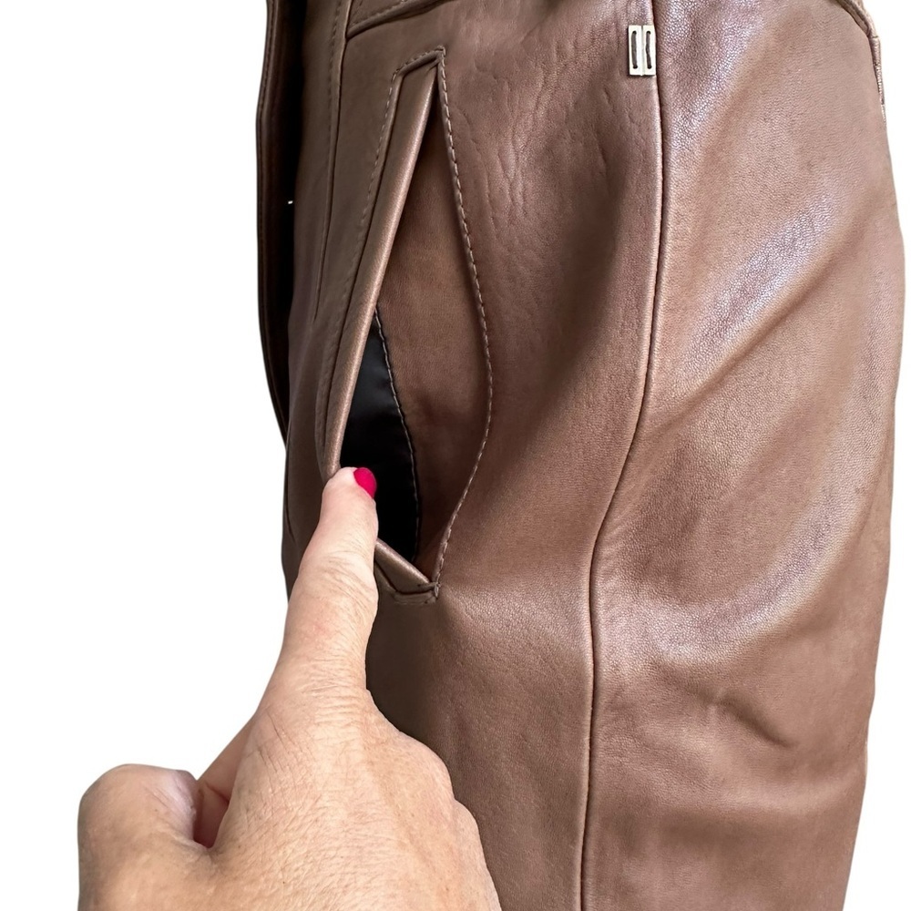 Maxmara Sportmax Code Brown Leather Button Front … - image 6